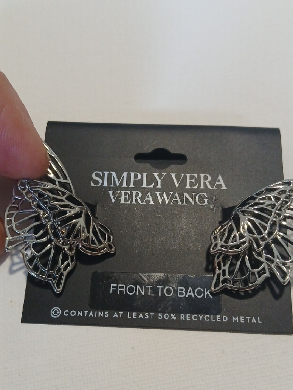 Simply Vera Vera Wang Silver Filigree Movable Butterfly Wing Earrings - Picture 3 of 7